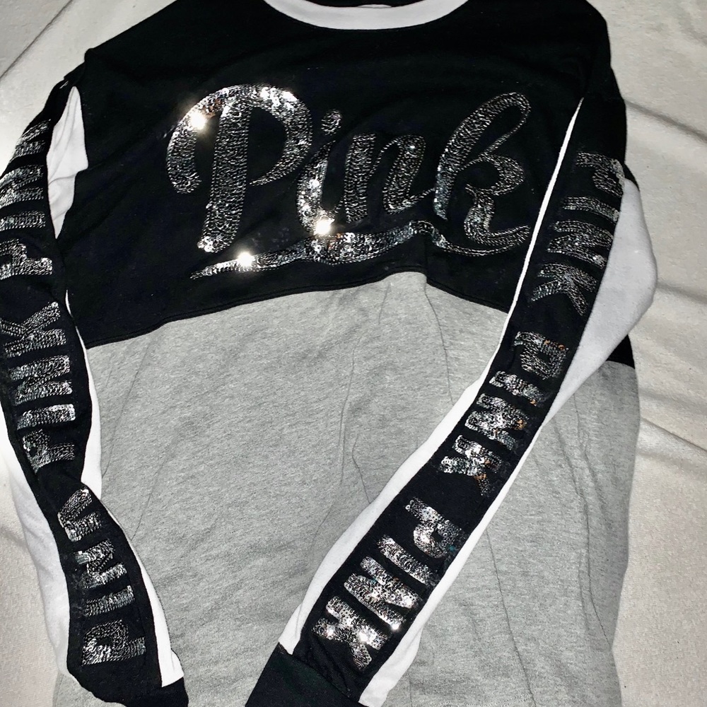 Victoria secret pink longsleeve gray and black top